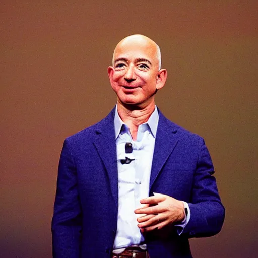 Image similar to Jeff Bezos integrating his consciousness with Alexa. CineStill