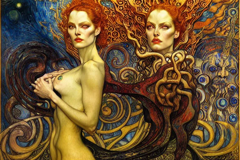 Image similar to Divine Chaos Engine by Karol Bak, Jean Delville, William Blake, Gustav Klimt, and Vincent Van Gogh, symbolist, visionary