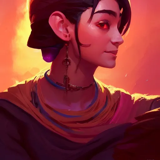 Image similar to profile portrait, maya ali mage, gloomhaven, dynamic lighting, gaudy colors, octane render aesthetic, matte painting concept art, official fanart behance hd artstation by jesper ejsing, by rhads and makoto shinkai and lois van baarle and ilya kuvshinov and rossdraws