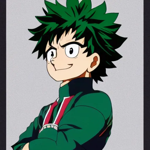 Prompt: high quality portrait of Izuku Midoriya winking