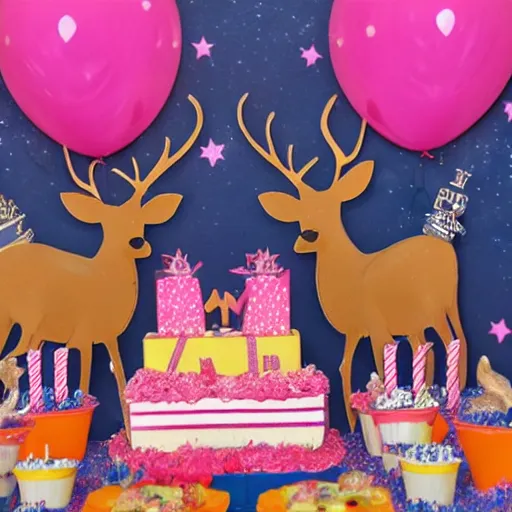 Image similar to twi deers having a cool birthday party, photo, highly detailed