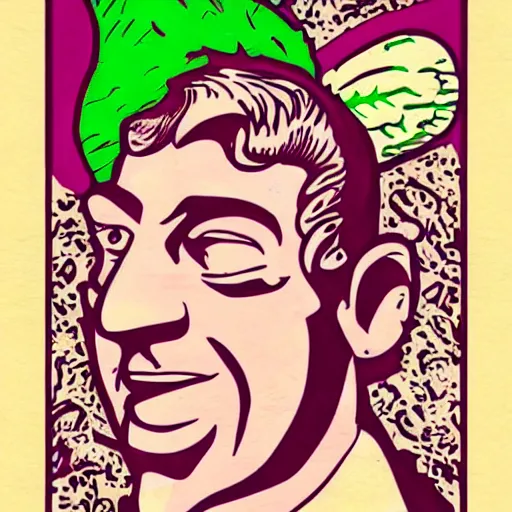 Image similar to cabbage head 50s art style