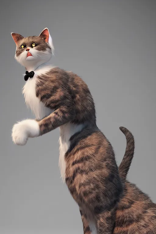 Image similar to a cat wearing a formal overcoat, portait photo, profile picture, hyperrealistic, concept art, octane render, unreal engine 5, digital art, high quality, highly detailed, 8K, cute, defined face, elegant clothes, trending on DeviantArt, Pixar style