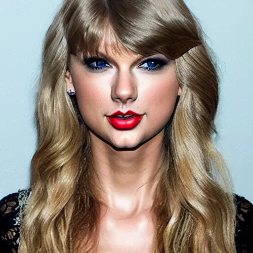 Prompt: taylor swift portrait, symmetrical features, perfect,