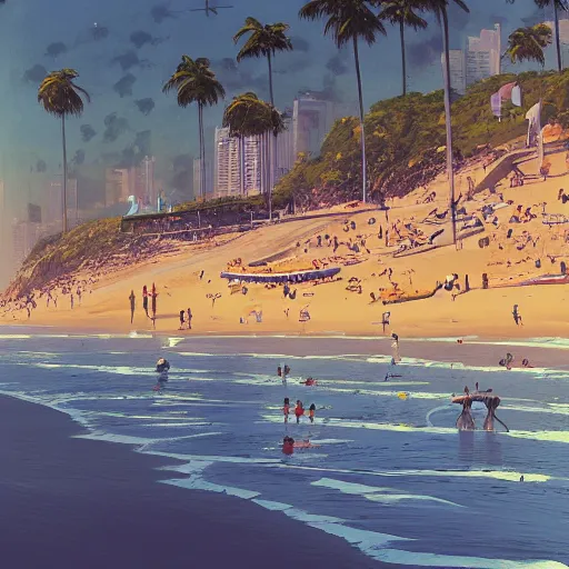 Prompt: beach in rio de janeiro, by stalenhag simon