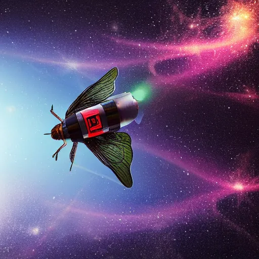 Image similar to A gundem fly in space, galaxy background, professional 3d render, studio quality, octane render