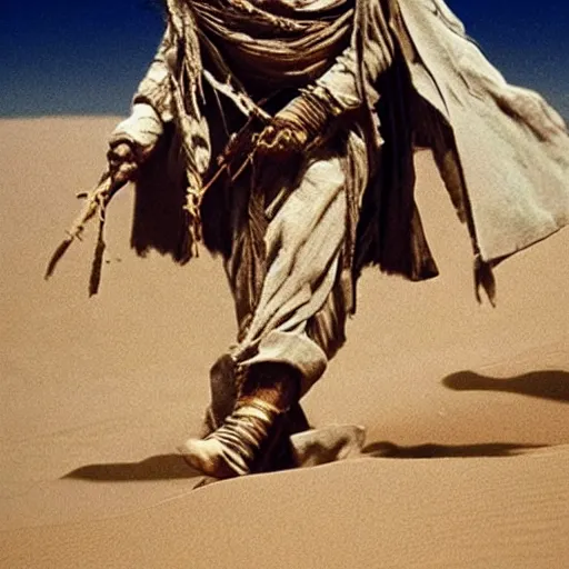 Image similar to amazing detailed awesome movie still of a sand wraith dressed as a tuareg