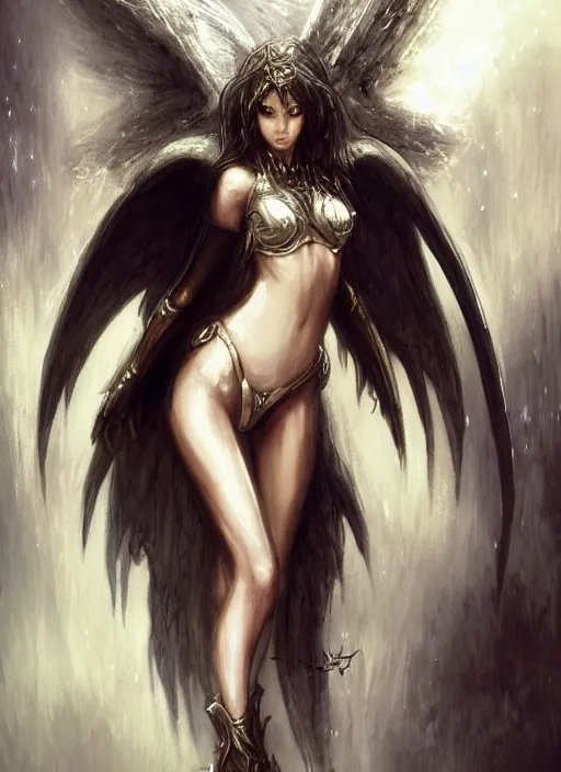 Image similar to concept art, angel knight girl. by artstation trending, by joseph mallord william turner, luis royo, highly detailed