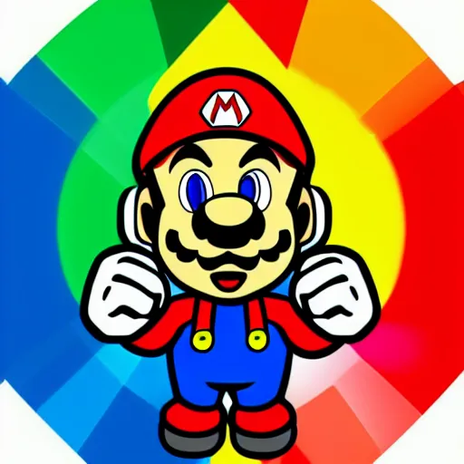 Image similar to svg sticker of a Pop-Wonder SuperMario, Mario-Wearing-a-red-hat, at a rave, spinning records, giant headphones rocking out, wearing headphones, huge speakers, dancing, rave, DJ, spinning records, digital art, amazing composition, rule-of-thirds, award-winning, trending on artstation, featured on deviantart