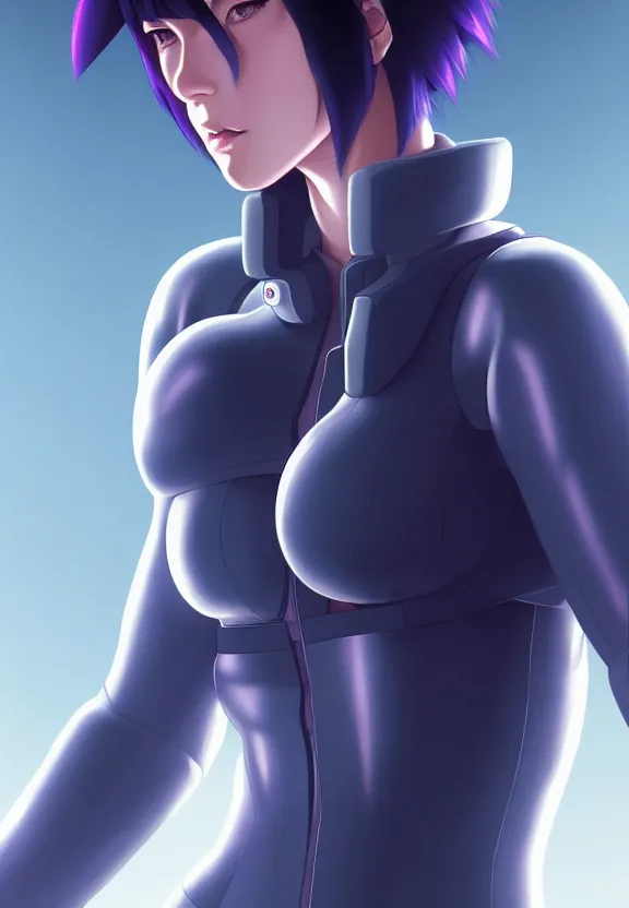 Image similar to a fullbody portrait of motoko kusanagi the major ghost in the shell : : connected to cables, under repairs, maintenance area, technicians : : by ilya kuvshinov, rossdraws, artgerm, sola digital arts, anti aliasing, raytracing : :