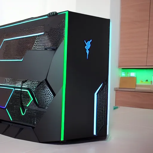 Image similar to Gaming house made by Razer, Alienware, water cooled