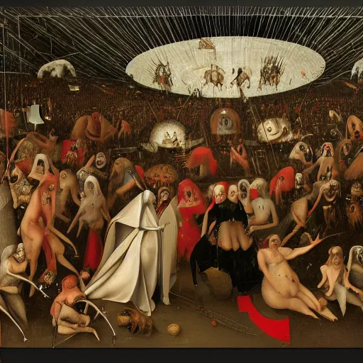 Prompt: A Lady Gaga concert. Style of Hieronymus Bosch. High resolution. Highly detailed. Art station. 8k