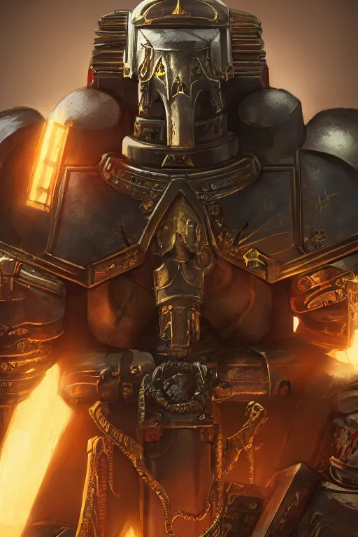 Image similar to armor portrait heros warhammer 4 0 k horus heresy fanart - the primarchs emperor by johannes helgeson animated with vfx concept artist & illustrator global illumination ray tracing hdr fanart arstation zbrush central hardmesh 8 k octane renderer comics stylized