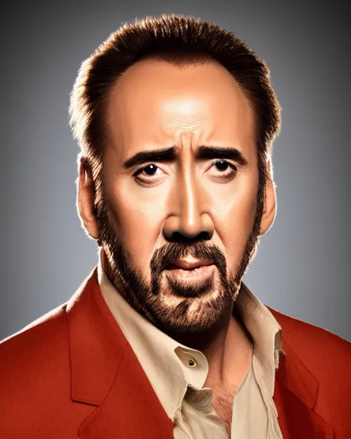 Image similar to nicolas cage headshot headshot even lighting