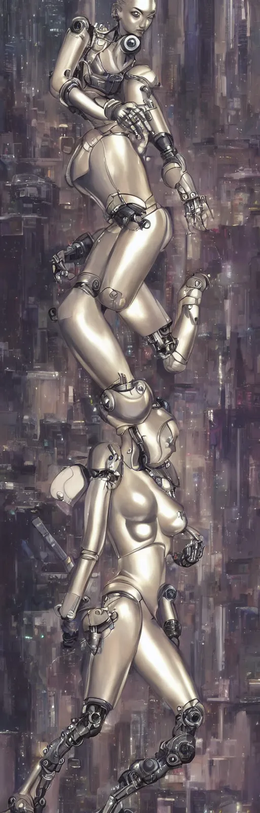 Image similar to beauty cyberpunk woman, robotic, trending on artstation, by Hajime Sorayama and Boris Vallejo