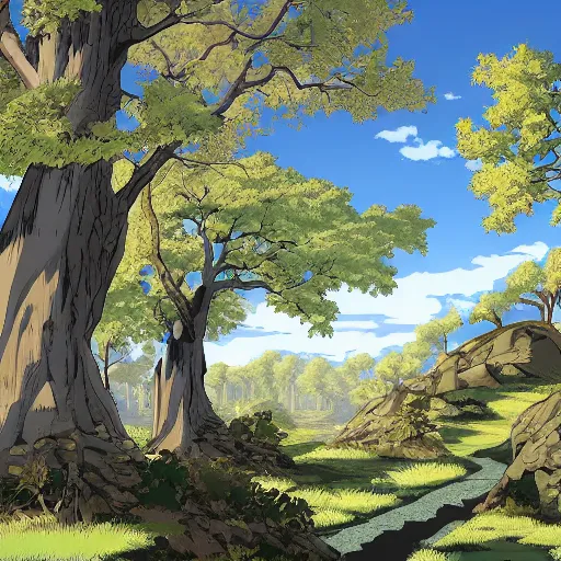 Prompt: a landscape of single ash tree, anime background dungeons and dragons