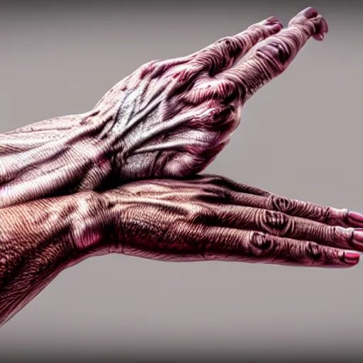 Prompt: A beautiful hyper realistic ultra detailed lifelike cinematic still of hand with 26 fingers, unreal engine, deviantart, flickr, artstation, octane render, textured, colorful, extreme realistic detail, physically based rendering, pbr render, very detailed, volumetric lighting, detailed lighting, octane render, 4k, cinematic lighting, 8k resolution