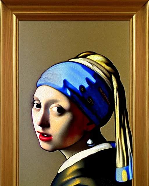 Image similar to darth vader looking over his shoulder, portrait in the style of girl with a pearl earring by johannes vermeer, high quality oil painting, highly detailed