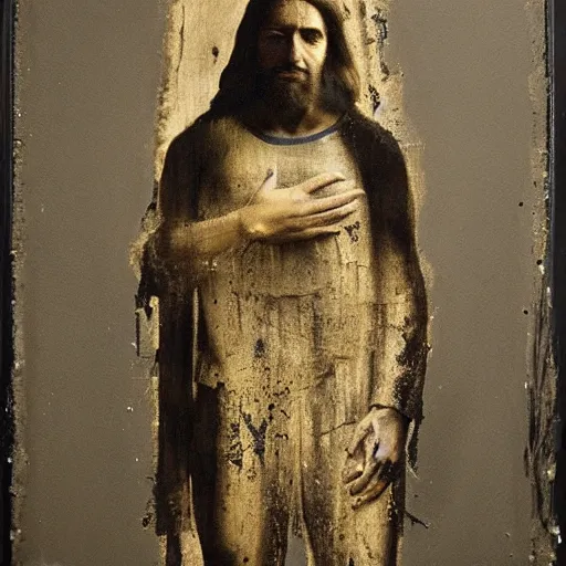 Prompt: jesus in nike streetwear by nicola samori, nike style