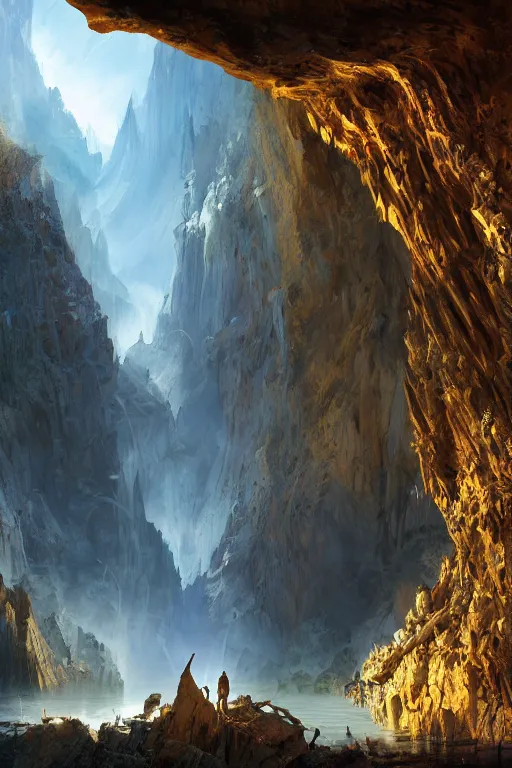 Image similar to beautiful crystal geode, alex ross, eddie mendoza, raphael lacoste, sebastian ludke, concept art, matte painting, highly detailed, rule of thirds, dynamic lighting, cinematic, detailed, magnificiant landscape, denoised, centerd