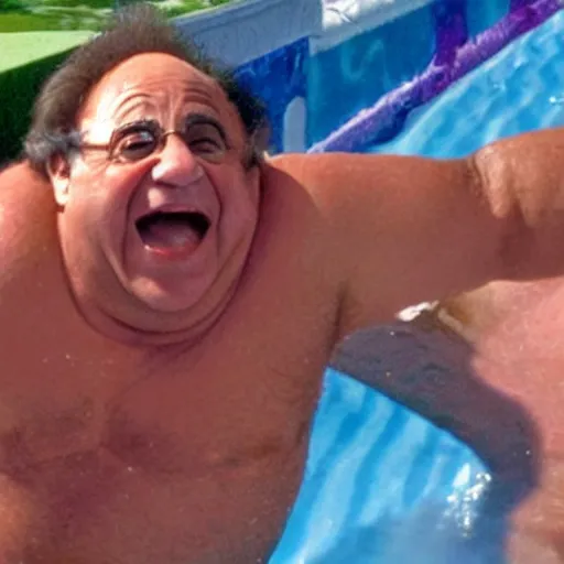 Image similar to danny devito waterslide fun movie still