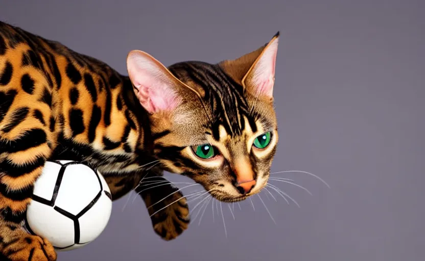 Image similar to happy bengal cat catching a ball