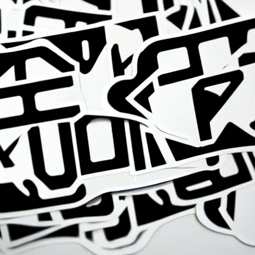 Image similar to black on white graphic design sticker in style of david rudnick, eric hu, guccimaze, acid, y 2 k, 4 k sharpening,