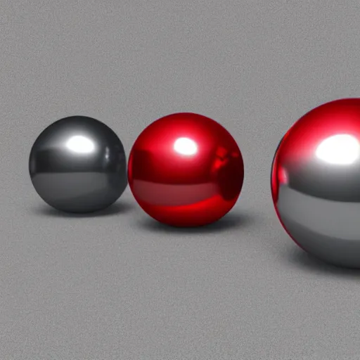 Prompt: chrome spheres on a red cube, rendered in unreal engine