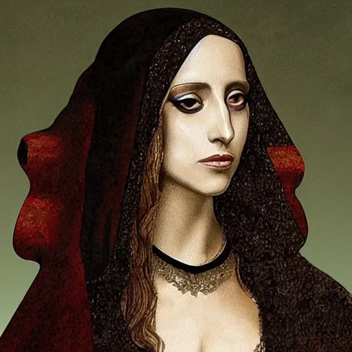 Image similar to lady gaga painted by leonardo da vinci