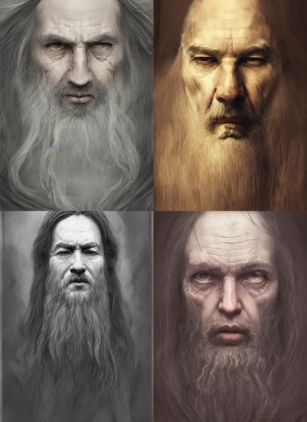 Image similar to portrait of a gentle and wise king with long hairs in alan lee and marc simonetti and emil melmoth style , cinematic lighting