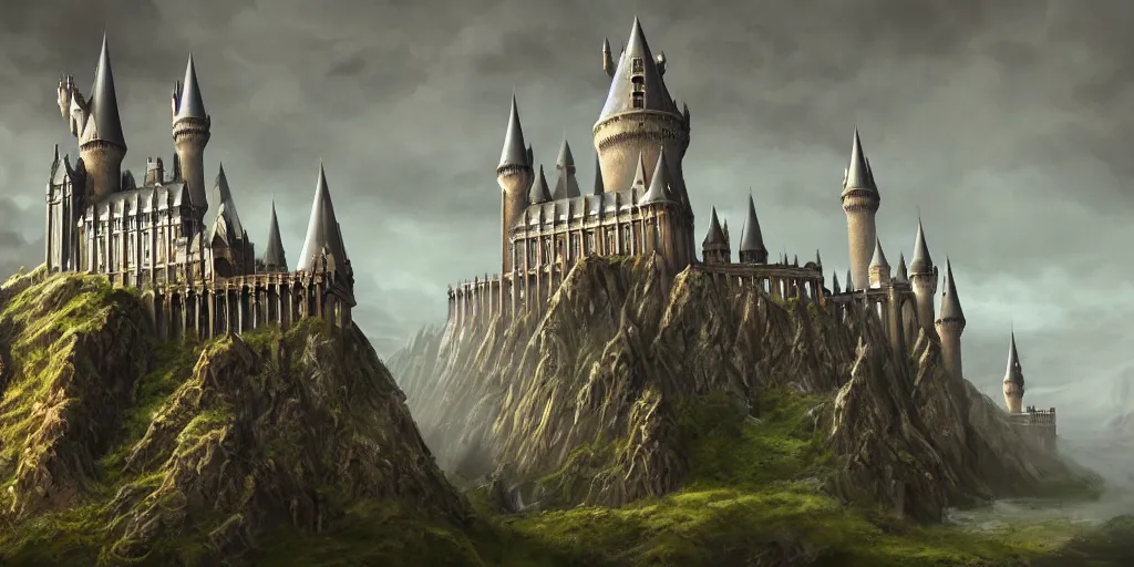 Prompt: an environmental concept art of hogwarts castle, highly detailed, environmental light, cinematic by francis tneh
