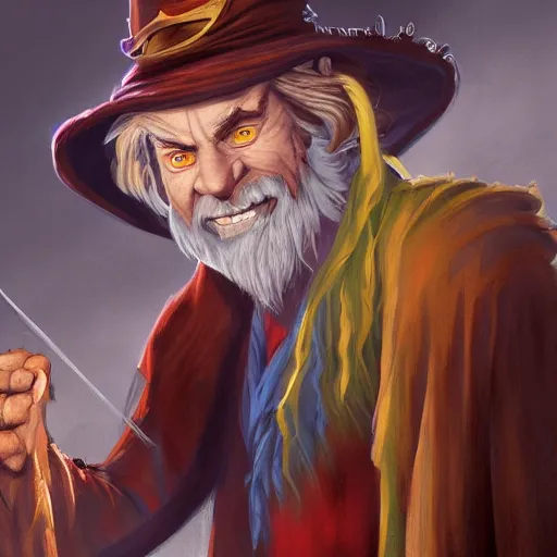 Image similar to Chawick the Fail Wizard, a wizar's apprentice in ragged and stained wizard's robes and hat. 8k resolution, full-length portrait, digital painting, fantasy art, D&D character art, greg rukowski, frank frazetta, larry elmore.