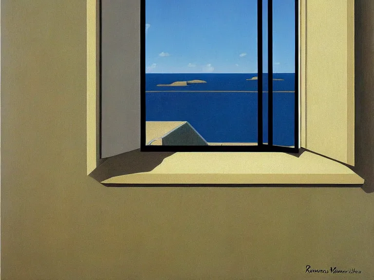 Image similar to the window, painting by rene magritte, high detail, high resolution