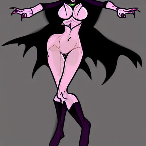 Image similar to dark sorceress in dynamic pose, cartoon style, shadman style