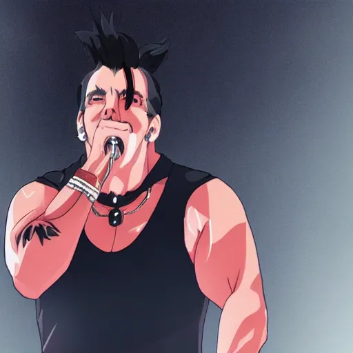 Image similar to Till Lindemann in anime style, high quality art, 8K, HD, render