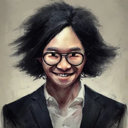 Image similar to portrait of amos yee with a sinister smile, by greg rutkowski
