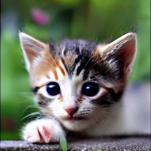 Image similar to kitten begging, crying eyes, cute please