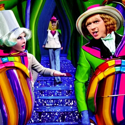 Image similar to still of taylor swift as willy wonka in willy wonka and the chocolate factory