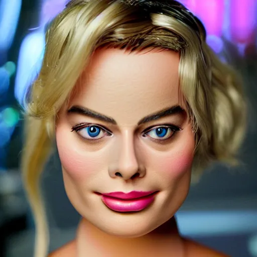 Image similar to margot robbie as a barbie doll