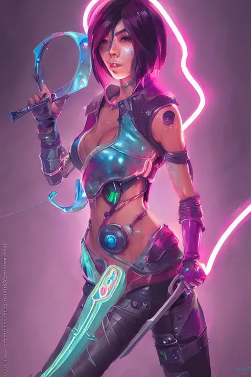 Prompt: fiora from league of legends, cyberpunk futuristic neon. fencing, long sword in her hand, decorated with traditional japanese ornaments by ismail inceoglu dragan bibin hans thoma greg rutkowski alexandros pyromallis nekro rene maritte illustrated, perfect face, fine details, realistic shaded, fine - face, pretty face, masterpiece