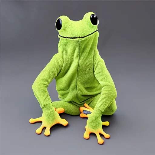 Image similar to frog kigurumi, 8k, realistic