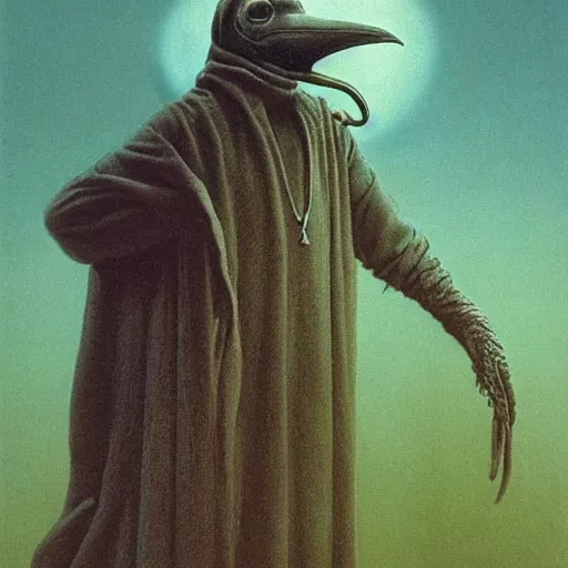 Image similar to plague doctor in his larval form. extremely lush lifelike detail. award - winning digital art by beksinski, ansel adams, alan lowmax, steichen. surreal scientific photoillustration.