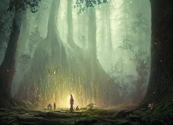 Prompt: digital art of monster and the beast in the magical forest by greg rutkowski 8k