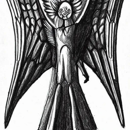 Image similar to a schizophrenic drawing depicting the guardian angel, artistic abstarct