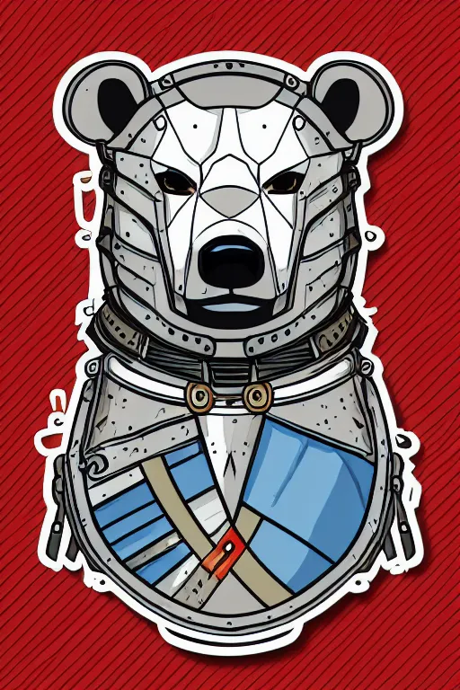 Image similar to Portrait of a polar bear in medieval armor, knight, medieval, sticker, colorful, illustration, highly detailed, simple, smooth and clean vector curves, no jagged lines, vector art, smooth