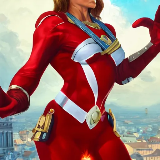 Image similar to captain vienna, a austrian superhero, red and white costume colors, with an eagle emblem, eagle logo, vienna city, european buildings, austrian architecture, highly detailed, digital painting, artstation, concept art, smooth, sharp focus, illustration, unreal engine 5, 8 k, art by artgerm and greg rutkowski and edgar maxence