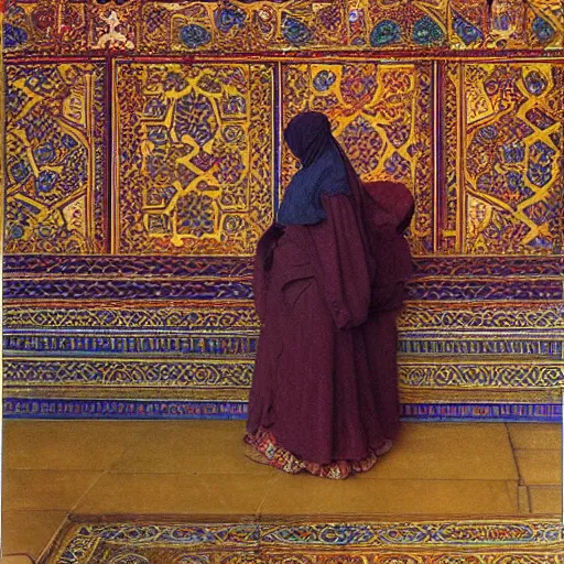 Image similar to brightly coloured patterns on its ceilings, osman hamdi bey,