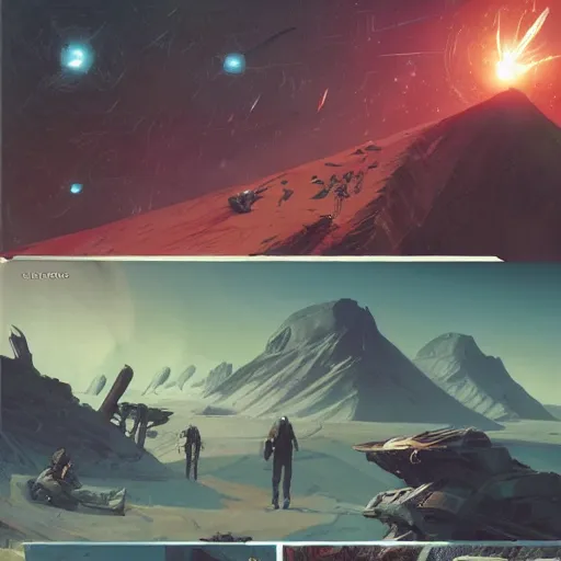 Image similar to no man sky, vintage comic by greg rutkowski