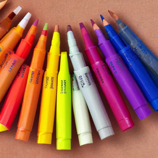 Image similar to crayons inside of glue stick, realistic photography, high detailed
