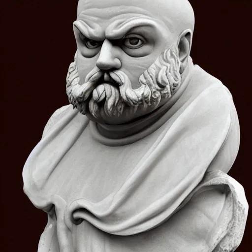 Image similar to epic greek marble statue of dr robotnik, photo, chiaroscuro